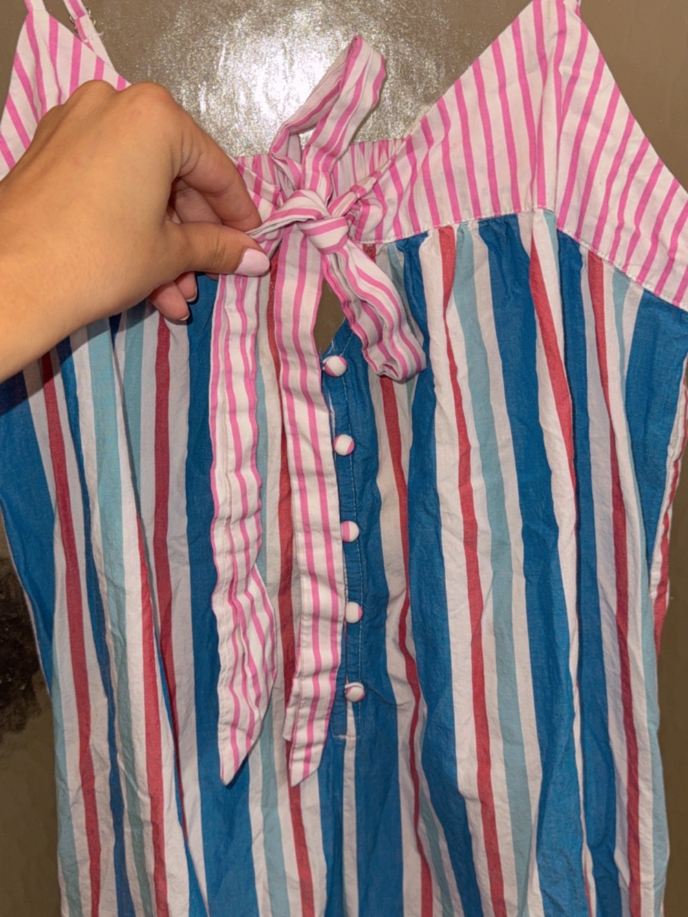 Pinstripe Bow Wide-Leg Jumpsuit Anthropologie XS - Picture 5 of 9